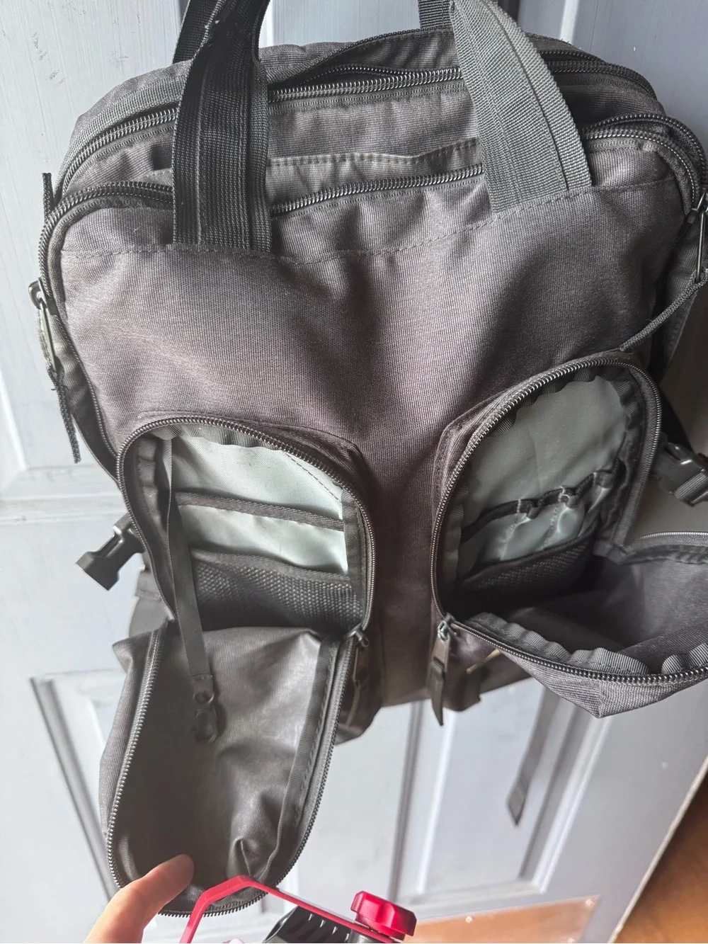 The North Face Mini Crevasse Black Backpack with Dual Front Pouches
